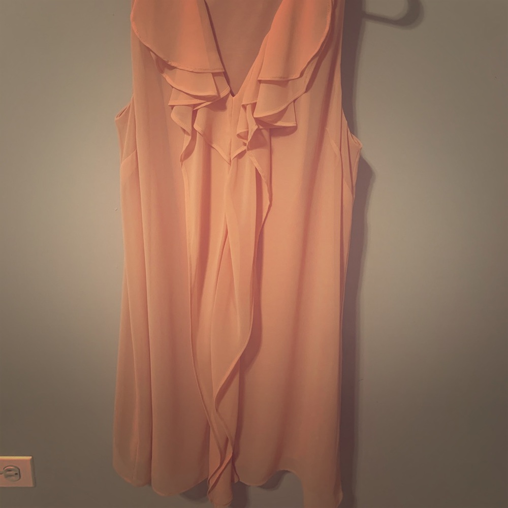 Peach BCBG sleeveless ruffle dress